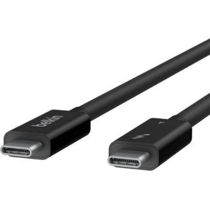 Picture of Belkin 6.6 ft Thunderbolt USB-C to USB-C Cable - 24 pin to 24 pin - 100W PD - Black - 6.56 ft Thunderbolt 4 Data Transfer Cable for Smartphone, Tablet, Hard Drive, Notebook, Docking Station - First End: 1 x Thunderbolt 4 - Male