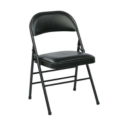 Picture of Office Star Work Smart Vinyl Mid-Back Folding Chairs, Black, Pack Of 4