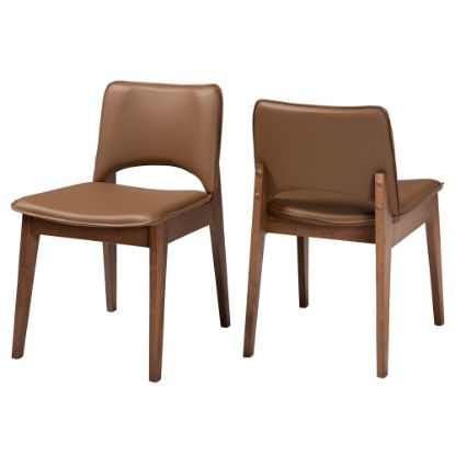 Picture of Baxton Studio Afton Dining Chairs, Brown/Walnut Brown, Set Of 2 Chairs