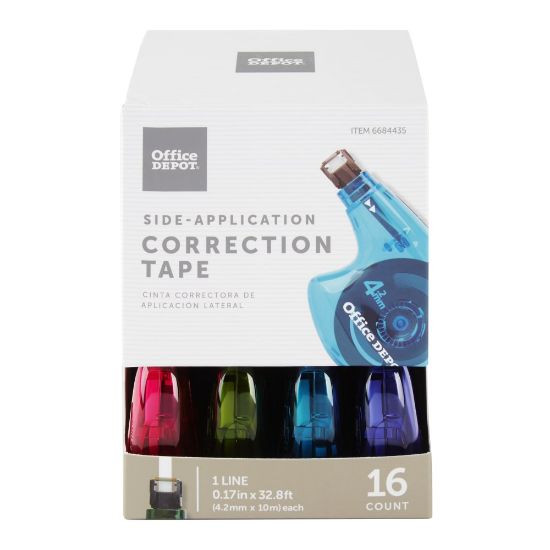 Picture of Office Depot Brand Side-Application Correction Tape, 1 Line x 392in, Pack Of 16 Cartridges