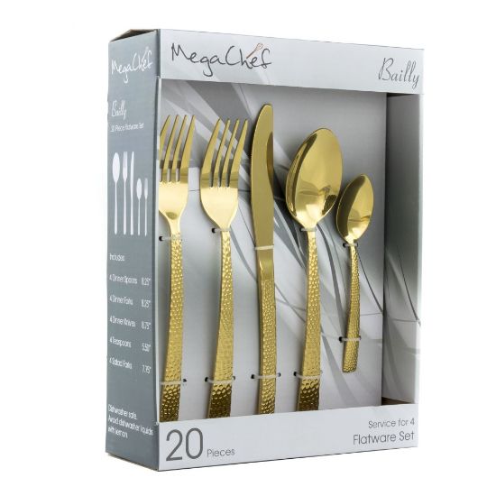 Picture of MegaChef Baily 20-Piece Stainless-Steel Flatware Set, Gold