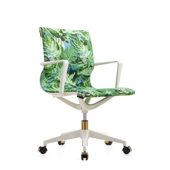 Picture of Raynor Elizabeth Sutton Wynwood Pura Vida Fabric Mid-Back Task Chair, Green Pura Vida/White/Gold