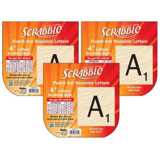 Picture of Eureka Reusable Paper Punch-Out Deco Letters, 4in, Scrabble, Set Of 3 Packs