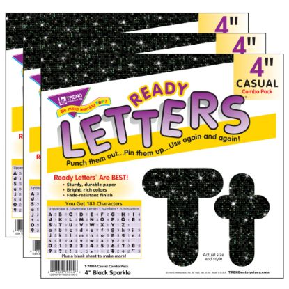 Picture of Trend Ready Letters, 4in, Black Sparkle, Set Of 3 Packs