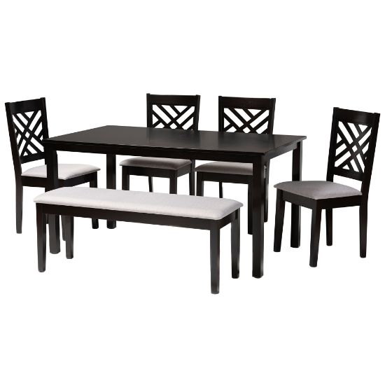 Picture of Baxton Studio Gustavo Dining Set, 29-3/16inH x 59-1/16inW x 35-7/16inD, Gray/Dark Brown