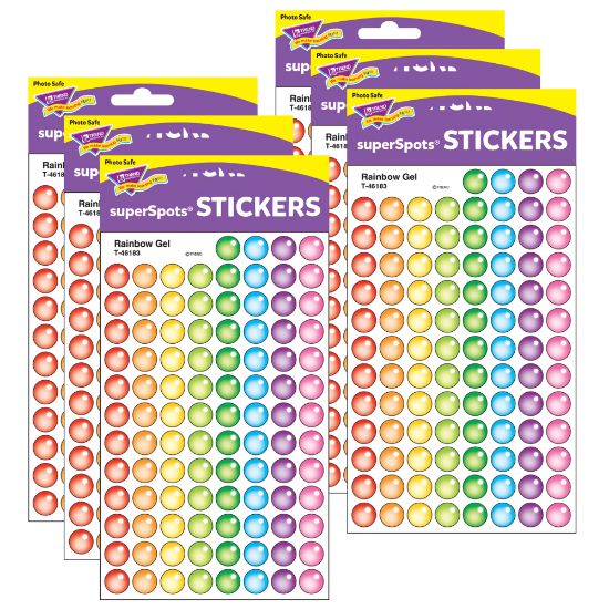 Picture of Trend SuperSpots Stickers, Rainbow Gel, 800 Stickers Per Pack, Set Of 6 Packs