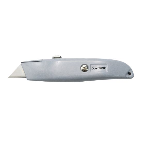 Picture of Boardwalk Straight-Edge Retractable Metal Utility Knife, Gray