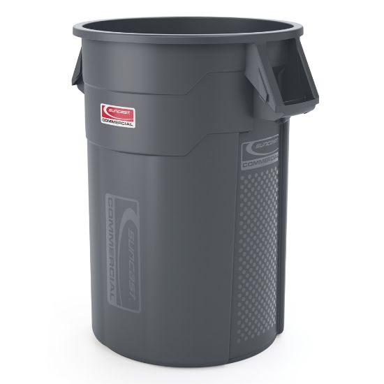 Picture of Suncast Commercial Oval HDPE Utility Trash Can, 44 Gallons, Gray