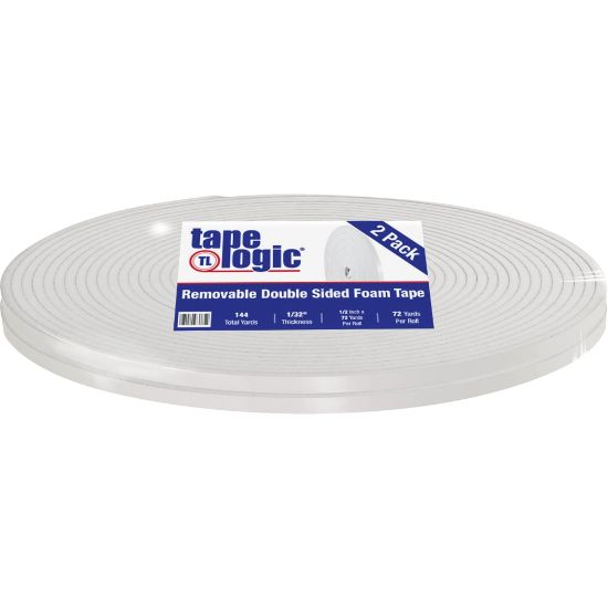 Picture of Tape Logic Removable Double-Sided Foam Tape, 0.5in x 72 Yd., White, Case Of 2 Rolls