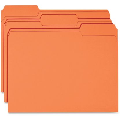 Picture of Business Source 1/3 Tab Cut Top Tab File Folders, 8-1/2in x 11in, Orange, Box Of 100 Folders