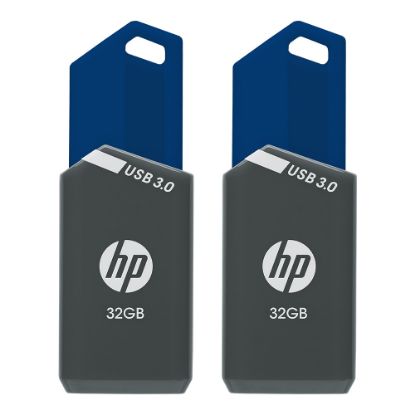 Picture of HP x900w USB 3.0 Flash Drives, 32GB, Gray/Blue, Pack Of 2 Flash Drives