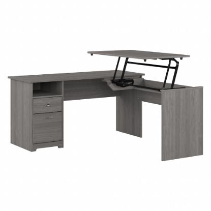 Picture of Bush Furniture Cabot 3-Position Sit-To-Stand Height-Adjustable L-Shaped Desk, 60inW, Modern Gray, Standard Delivery