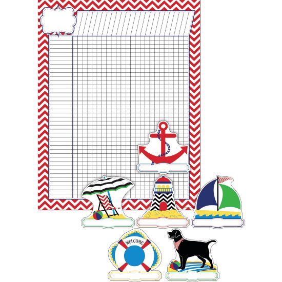 Picture of Barker Creek Chart And Accent Set, 19in x 13 1/4in, Nautical Chevron