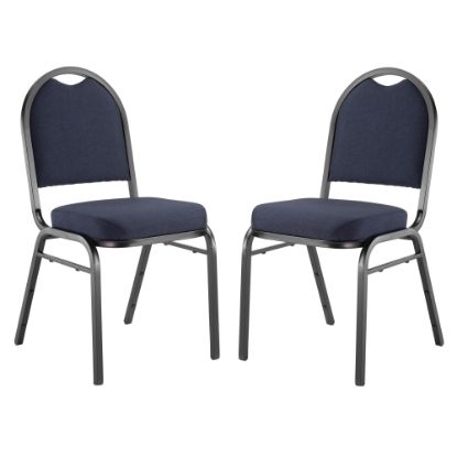 Picture of National Public Seating 9200 Series: Dome-Back Premium Fabric Upholstered Banquet Stack Chair, Midnight Blue Seat/Black Sandtex Frame, Set Of 2