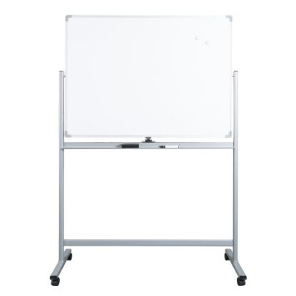 Picture of WorkPro Double-Sided Mobile Magnetic Dry-Erase Whiteboard Easel, 36in x 48in, Aluminum Frame With Silver Finish