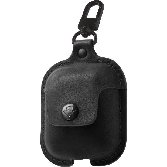 Picture of Twelve South AirSnap Carrying Case Apple AirPods - Black - Metal, Full Grain Leather Body - Swivel Clip - 1in Height x 7in Width x 2.8in Depth - 1 Pack