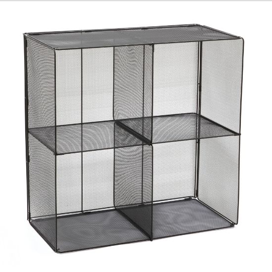 Picture of Safco Onyx Mesh Cube - 4 Compartment(s) - Compartment Size 14in x 14in x 14in - 28.5in Height x 28.5in Width x 14.5in Depth - Desktop - Black - Steel - 1Each