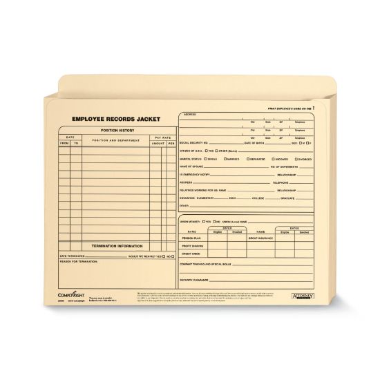 Picture of ComplyRight Letter-Size Expandable Employee Record Jackets, 12in x 9in x 1in, Pack Of 25