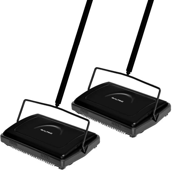 Picture of Alpine Manual Triple Brush Floor And Carpet Sweepers, Black, Pack Of 2 Sweepers