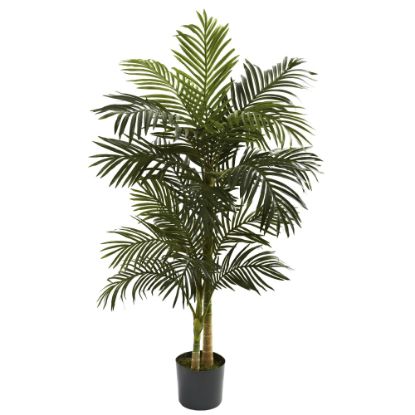 Picture of Nearly Natural 5ftH Polyester Artificial Golden Cane Palm Tree with Pot, Green