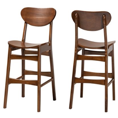 Picture of Baxton Studio Katya Bar Stools, Walnut Brown, Set Of 2 Stools