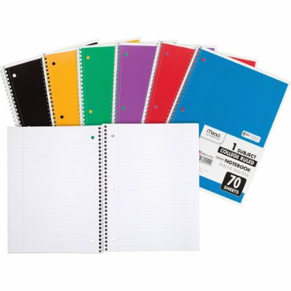 Picture of Mead Spiral Notebook, 8in x 10-1/2in, 1 Subject, College Rule, Assorted Colors