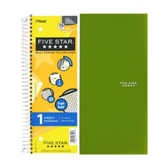 Picture of Five Star Wire-Bound Notebook, 1 Subject, Letter-Size, Quadrille Rule, Assorted