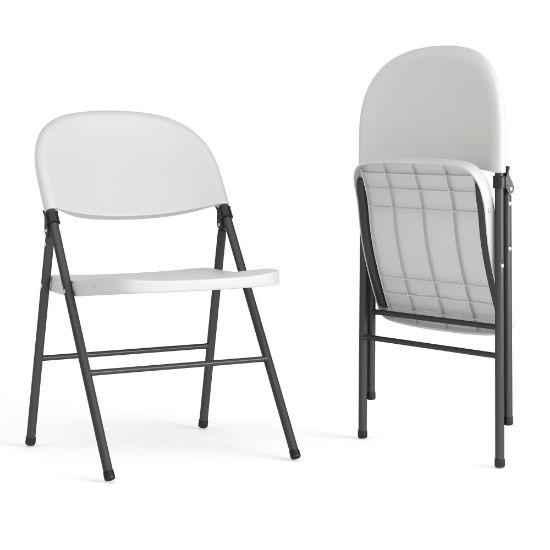 Picture of Flash Furniture HERCULES 330-lb Capacity Plastic Folding Chairs, Granite White/Charcoal, Set Of 2 Chairs