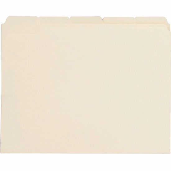 Picture of Business Source 1/5 Tab Cut Letter Top Tab File Folders - 8 1/2in x 11in - 3/4in Expansion - Assorted Tab Position - Manila -100 / Box