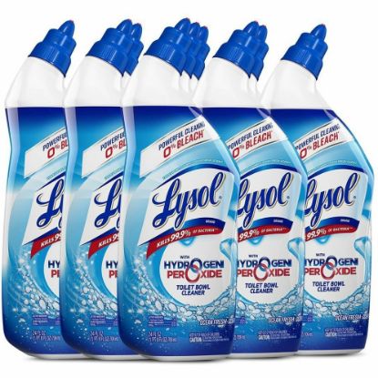 Picture of Lysol Hydrogen Peroxide Toilet Cleaner - 24 fl oz (0.8 quart) - Ocean Fresh Scent - 9 / Carton - Blue