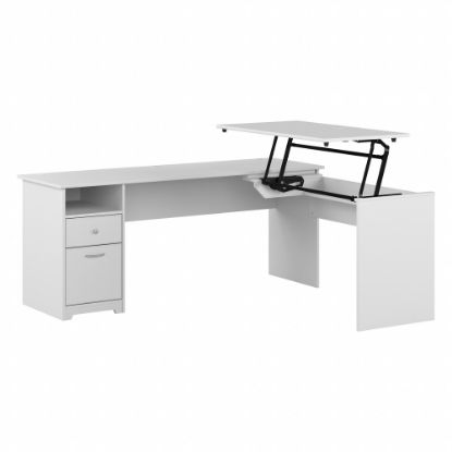 Picture of Bush Furniture Cabot 3-Position Sit-To-Stand Height-Adjustable L-Shaped Desk, 72inW, White, Standard Delivery