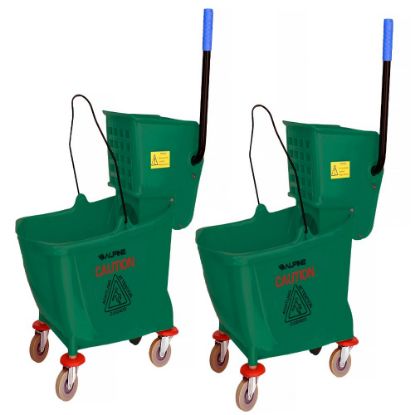 Picture of Alpine Industries 36-Quart PVC Mop Buckets With Side Wringers, 34in x 15in, Green, Pack Of 2 Buckets