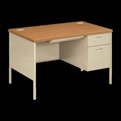 Picture of HON Metro Classic 48inW Single-Pedestal Computer Desk, Harvest/Putty