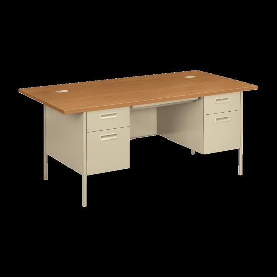 Picture of HON Metro Classic 72inW Double-Pedestal Computer Desk, Harvest/Putty