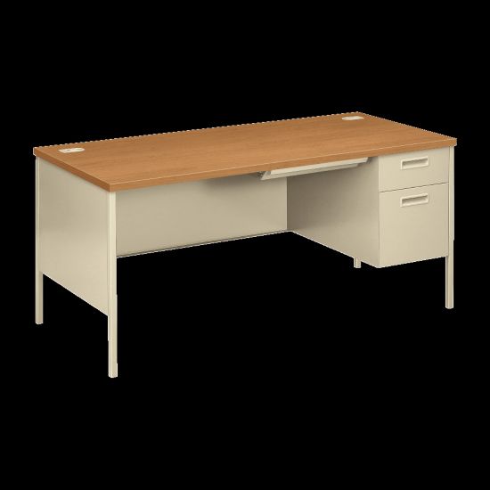 Picture of HON Metro Classic 66inW Right-Pedestal Computer Desk, Harvest/Putty