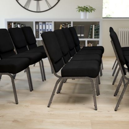 Picture of Flash Furniture HERCULES 21inW Stacking Church Chair, Black/Silvervein