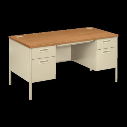 Picture of HON Metro 60inW Classic Double-Pedestal Computer Desk, Harvest/Putty