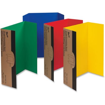 Picture of Pacon 80% Recycled Single-Walled Tri-Fold Presentation Boards, 48in x 36in, Assorted Colors, Carton Of 24