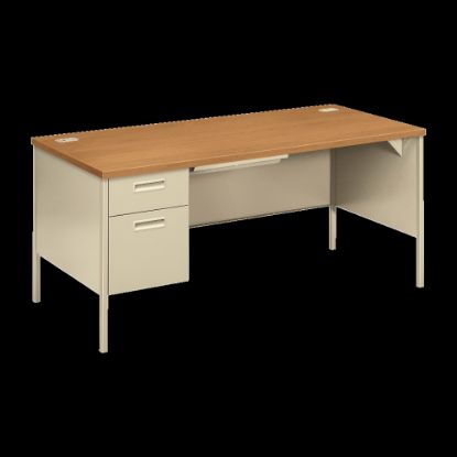 Picture of HON Metro Classic 66inW Left-Pedestal Computer Desk, Harvest/Putty