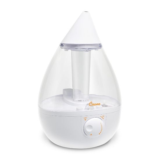 Picture of Crane, Drop Ultrasonic Cool Mist Humidifier, 1 Gallon, 8 5/8inH x 8 5/8inW x 13 3/8inD, Clear & White