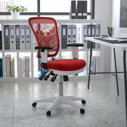 Picture of Flash Furniture Ergonomic Mesh Mid-Back Executive Office Chair, Red/White