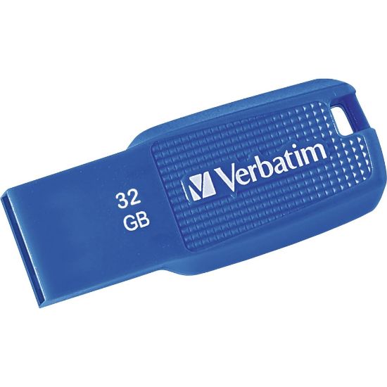 Picture of Verbatim 32GB Ergo USB 3.0 Flash Drive - Blue - The Verbatim Ergo USB drive features an ergonomic design for in-hand comfort and COB design for enhanced reliability.