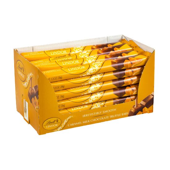 Picture of Lindor Chocolate Truffle Bars, Caramel Milk Chocolate, 1.3 Oz, Pack Of 24