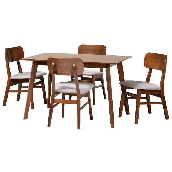 Picture of Baxton Studio Euclid 5-Piece Dining Set, Gray/Walnut Brown