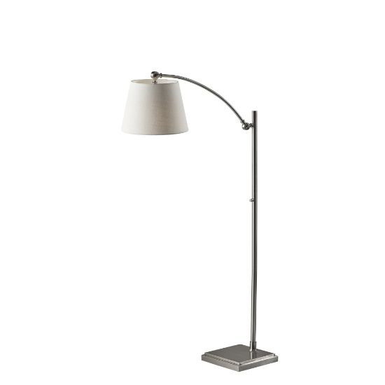 Picture of Adesso York Floor Lamp, 66inH, Off-White Shade/Brushed Silver Base