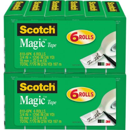 Picture of Scotch Magic Tape, 0.75in x 108ft, Clear, Pack Of 12 Rolls