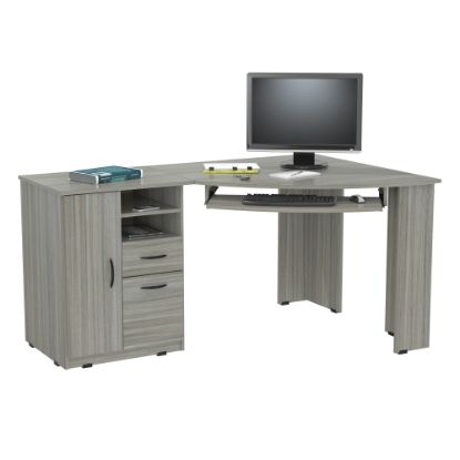 Picture of Inval 23inW L-Shaped Corner Desk, Smoke Oak