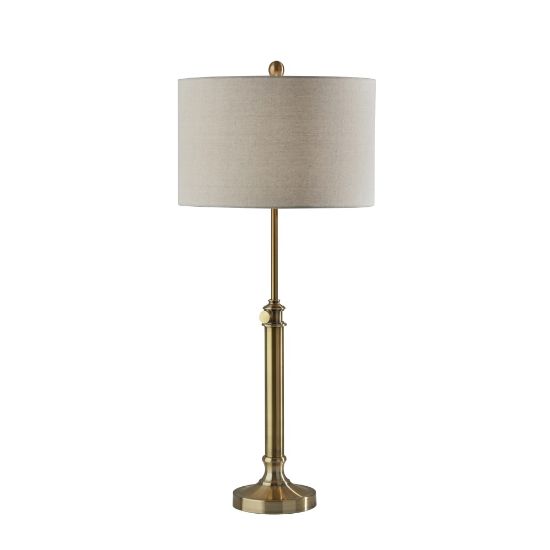 Picture of Adesso Simplee Barton Table Lamp, Adjustable, 34-1/2inH, Oatmeal/Antique Brass