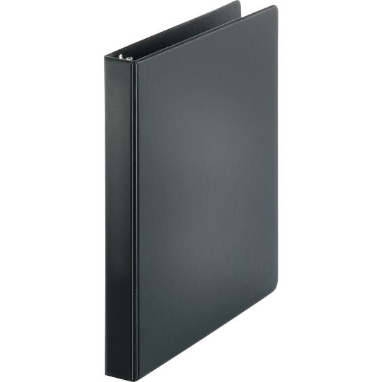 Picture of Business Source Basic 3-Ring Binder, 1in Round Rings, Black