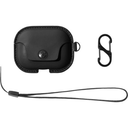 Picture of Twelve South AirSnap Pro Carrying Case Apple AirPods Pro - Black - Top Grain Leather, Metal, Full Grain Leather Body - Clip, Wristlet Strap, Wrist Strap, Carrying Strap - 1.3in Height x 5.3in Width x 3.3in Depth - 1 Pack